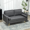 HOMCOM 56" Loveseat Sofa with Back Cushions and Pillows, Modern Love Seats Furniture, Upholstered 2 Seater Couch with Solid Wood Frame and Steel Legs for Living Room, Dark Grey