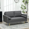 HOMCOM 56" Loveseat Sofa with Back Cushions and Pillows, Modern Love Seats Furniture, Upholstered 2 Seater Couch with Solid Wood Frame and Steel Legs for Living Room, Dark Grey