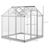 Outsunny 6' x 6' x 6.4' Walk-in Garden Greenhouse Polycarbonate Panels Plants Flower Growth Shed Cold Frame Outdoor Portable Warm House Aluminum Frame, Silver
