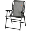 Outsunny Outdoor Folding Chair, Bungee Sling Foldable Chair with Armrests, Folding Lawn Chair for Camping, Garden, Pool, Beach, Backyard, Grey