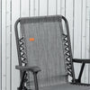 Outsunny Outdoor Folding Chair, Bungee Sling Foldable Chair with Armrests, Folding Lawn Chair for Camping, Garden, Pool, Beach, Backyard, Grey