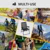 Outsunny Outdoor Folding Chair, Bungee Sling Foldable Chair with Armrests, Folding Lawn Chair for Camping, Garden, Pool, Beach, Backyard, Grey