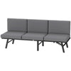 Outsunny 3-in-1 Convertible Outdoor Sofa, 3-Seater Outdoor Couch with Cushions, 5-Position Adjustable Reclining Lounge Chair, Patio Loveseat with Folding Center Table, Grey
