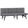 Outsunny 3-in-1 Convertible Outdoor Sofa, 3-Seater Outdoor Couch with Cushions, 5-Position Adjustable Reclining Lounge Chair, Patio Loveseat with Folding Center Table, Grey