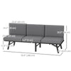 Outsunny 3-in-1 Convertible Outdoor Sofa, 3-Seater Outdoor Couch with Cushions, 5-Position Adjustable Reclining Lounge Chair, Patio Loveseat with Folding Center Table, Grey