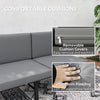 Outsunny 3-in-1 Convertible Outdoor Sofa, 3-Seater Outdoor Couch with Cushions, 5-Position Adjustable Reclining Lounge Chair, Patio Loveseat with Folding Center Table, Grey