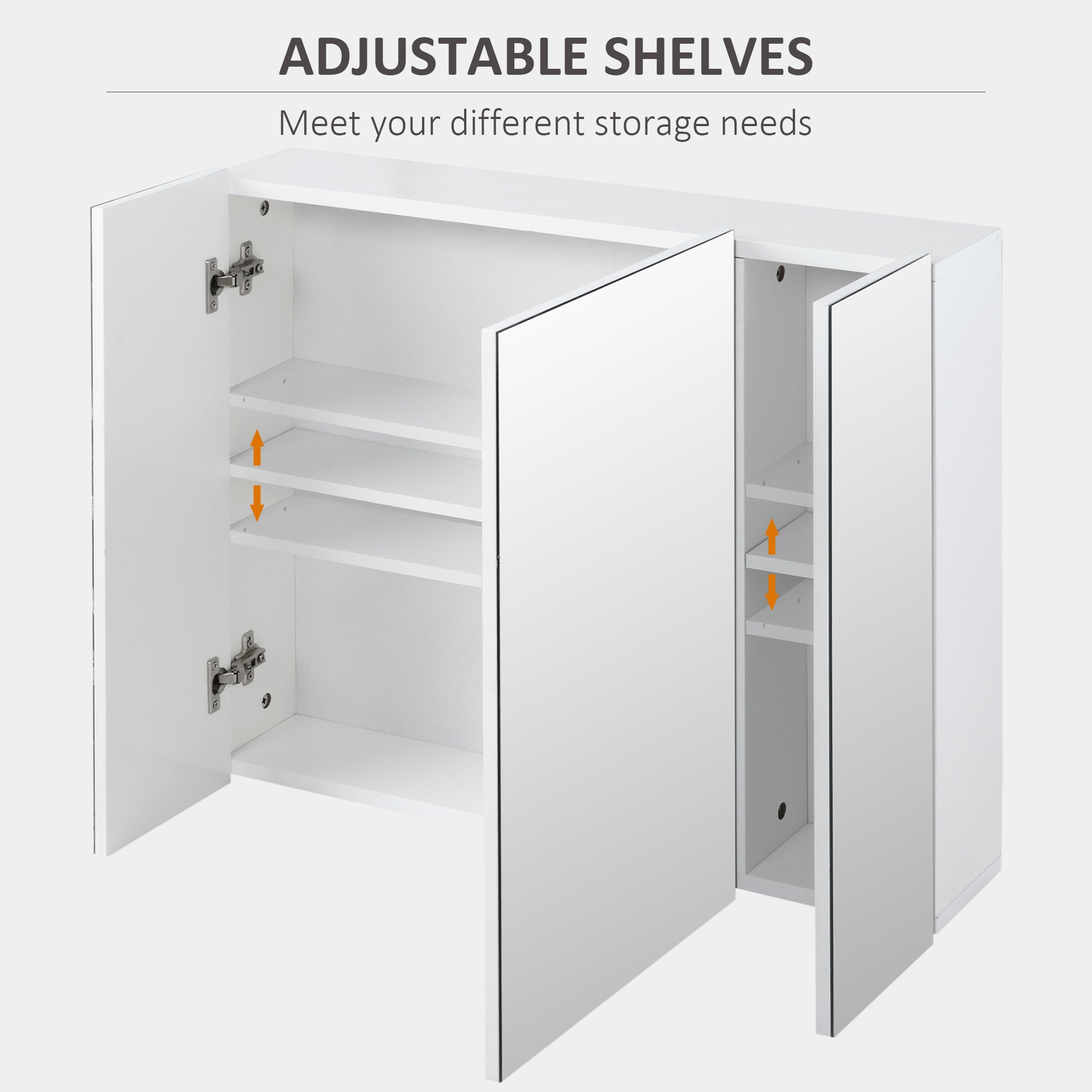 kleankin 28" x 24" Medicine Cabinet, Wall Mounted Bathroom Mirror Cabinet with Mirrored Doors, Adjustable Shelves, White