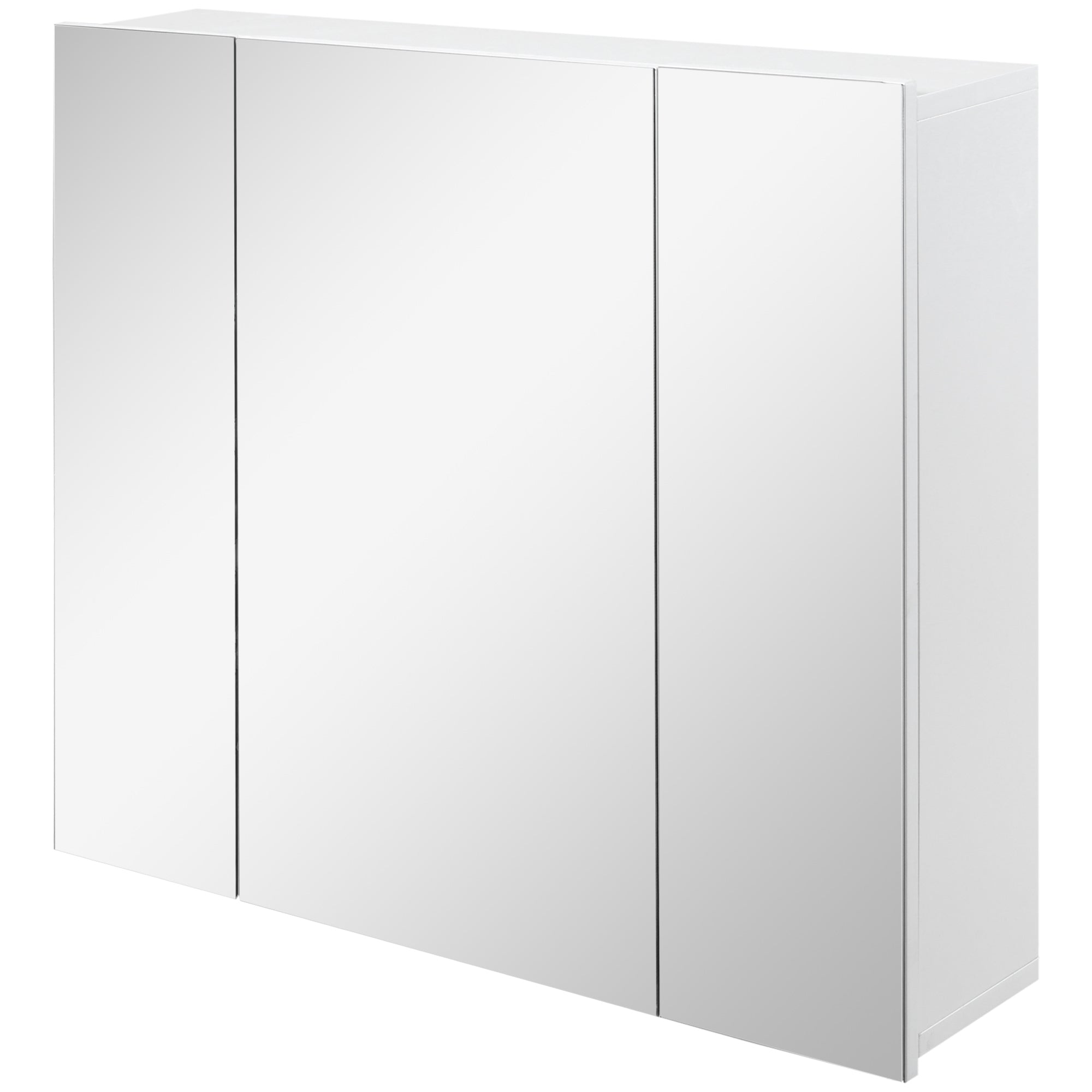 kleankin 28" x 24" Medicine Cabinet, Wall Mounted Bathroom Mirror Cabinet with Mirrored Doors, Adjustable Shelves, White