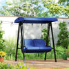 Outsunny 2 Seater Covered Outdoor Swing Chair Porch Swing Bench Lounger Hammock with Removable Cushion Tilt Canopy, Dark Blue