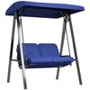 Outsunny 2 Seater Covered Outdoor Swing Chair Porch Swing Bench Lounger Hammock with Removable Cushion Tilt Canopy, Dark Blue