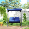 Outsunny 2 Seater Covered Outdoor Swing Chair Porch Swing Bench Lounger Hammock with Removable Cushion Tilt Canopy, Dark Blue