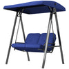 Outsunny 2 Seater Covered Outdoor Swing Chair Porch Swing Bench Lounger Hammock with Removable Cushion Tilt Canopy, Dark Blue