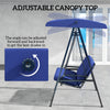 Outsunny 2 Seater Covered Outdoor Swing Chair Porch Swing Bench Lounger Hammock with Removable Cushion Tilt Canopy, Dark Blue