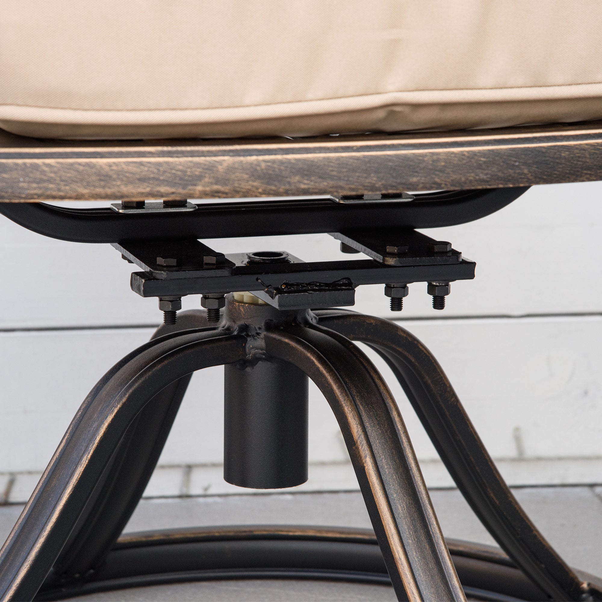 Outsunny 2-Piece Outdoor Bistro Set, 360° Swivel Rocking Chairs with Cushion, Aluminum Frame, Yard, Lawn, Porch, Garden Furniture, Bronze