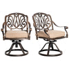 Outsunny 2-Piece Outdoor Bistro Set, 360° Swivel Rocking Chairs with Cushion, Aluminum Frame, Yard, Lawn, Porch, Garden Furniture, Bronze