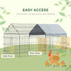 PawHut 87" Small Animal Cage, Pet Playpen for Chicken, Rabbits, Chinchillas, Outdoor Small Animal Playpen with Spire Roof, Silver
