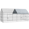 PawHut 87" Small Animal Cage, Pet Playpen for Chicken, Rabbits, Chinchillas, Outdoor Small Animal Playpen with Spire Roof, Silver
