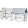 PawHut 87" Small Animal Cage, Pet Playpen for Chicken, Rabbits, Chinchillas, Outdoor Small Animal Playpen with Spire Roof, Silver