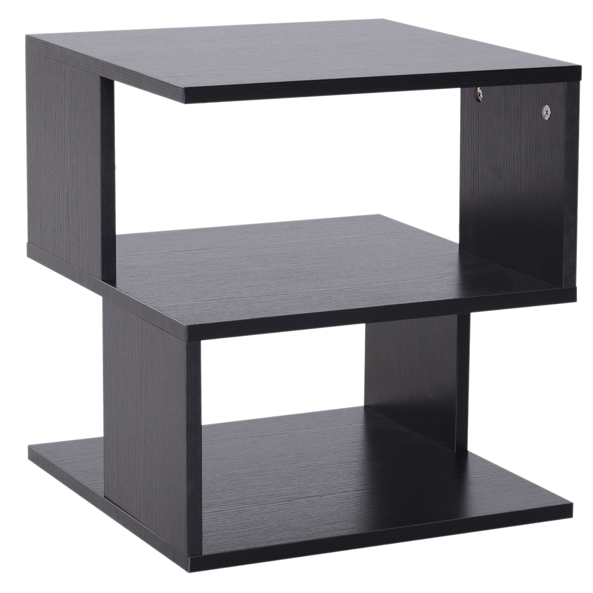 HOMCOM Side Table with Storage, Small End Table with 3-Tier Shelf, Square Coffee Table for Living Room, Black