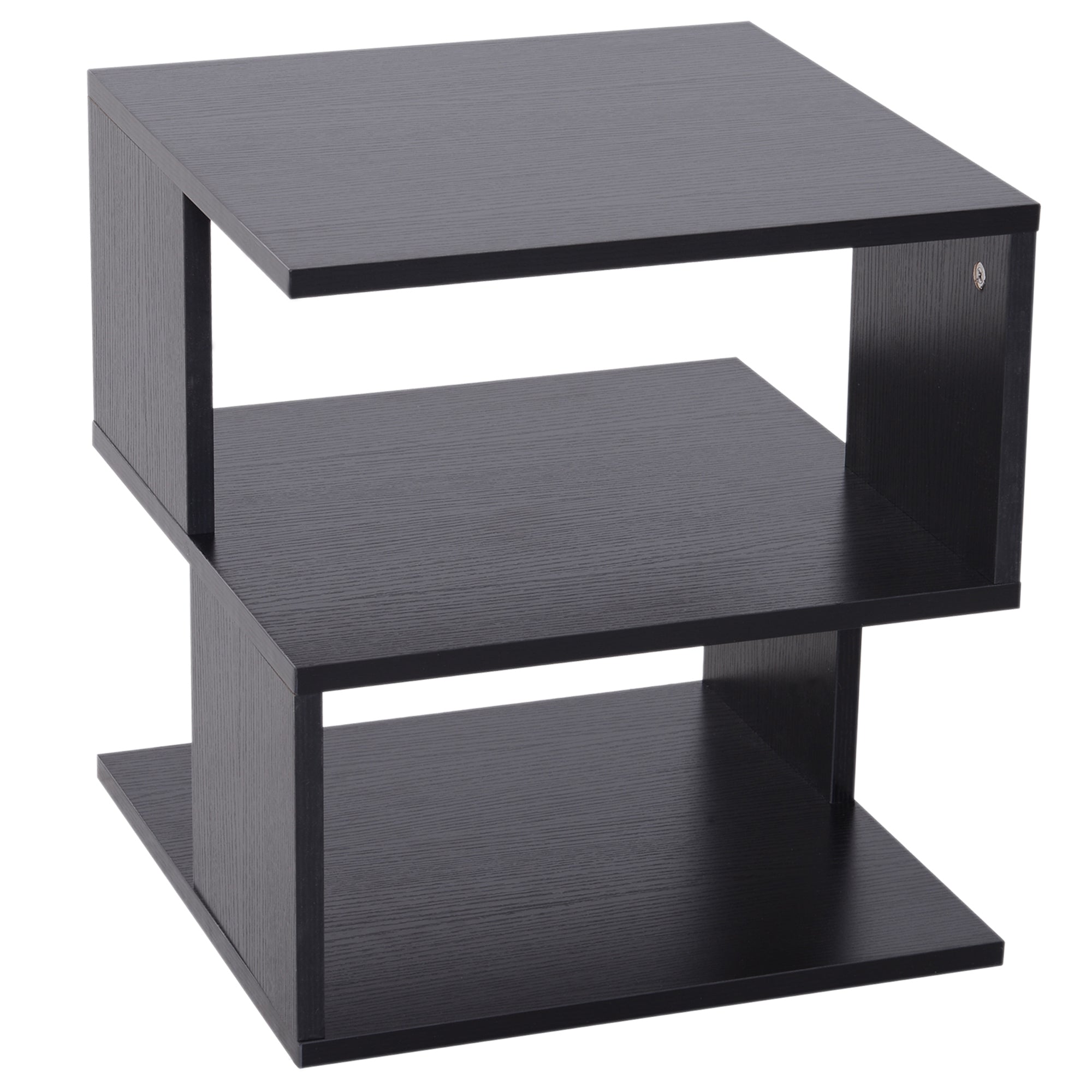 HOMCOM Side Table with Storage, Small End Table with 3-Tier Shelf, Square Coffee Table for Living Room, Black