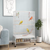 PawHut 52" Bird Cage for Budgies Cockatiels Canaries Lovebirds Finches with Rolling Stand, Toys, Removable Tray, Storage Shelf, White