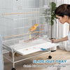 PawHut 52" Bird Cage for Budgies Cockatiels Canaries Lovebirds Finches with Rolling Stand, Toys, Removable Tray, Storage Shelf, White