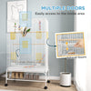 PawHut 52" Bird Cage for Budgies Cockatiels Canaries Lovebirds Finches with Rolling Stand, Toys, Removable Tray, Storage Shelf, White