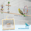 PawHut 52" Bird Cage for Budgies Cockatiels Canaries Lovebirds Finches with Rolling Stand, Toys, Removable Tray, Storage Shelf, White