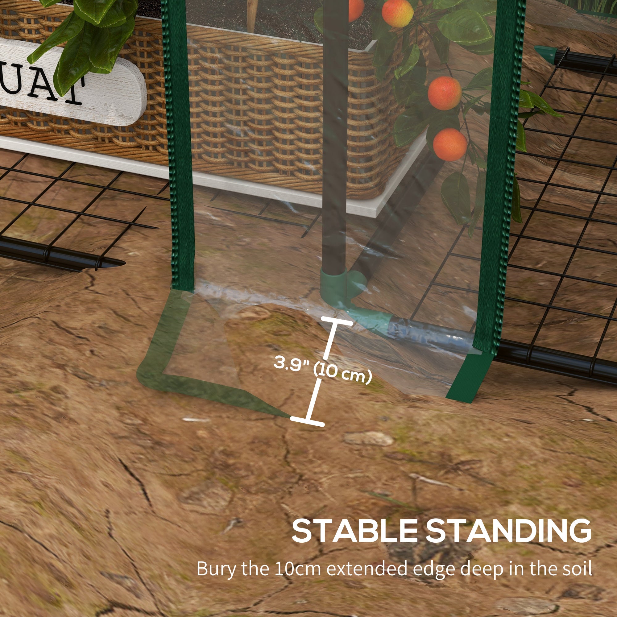 Outsunny Lean-to Mini Greenhouse with 3 Tier Shelves, Portable Green House with 2 Roll-up Doors, Garden Plant Grow Hot House for Indoor Outdoor, 56.3"x18.1"x59.4", Clear