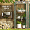 Outsunny Lean-to Mini Greenhouse with 3 Tier Shelves, Portable Green House with 2 Roll-up Doors, Garden Plant Grow Hot House for Indoor Outdoor, 56.3"x18.1"x59.4", Clear