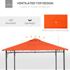 Outsunny 9.8' x 9.7' Square Gazebo Canopy Replacement UV Protected Top Cover Sun Shade Orange