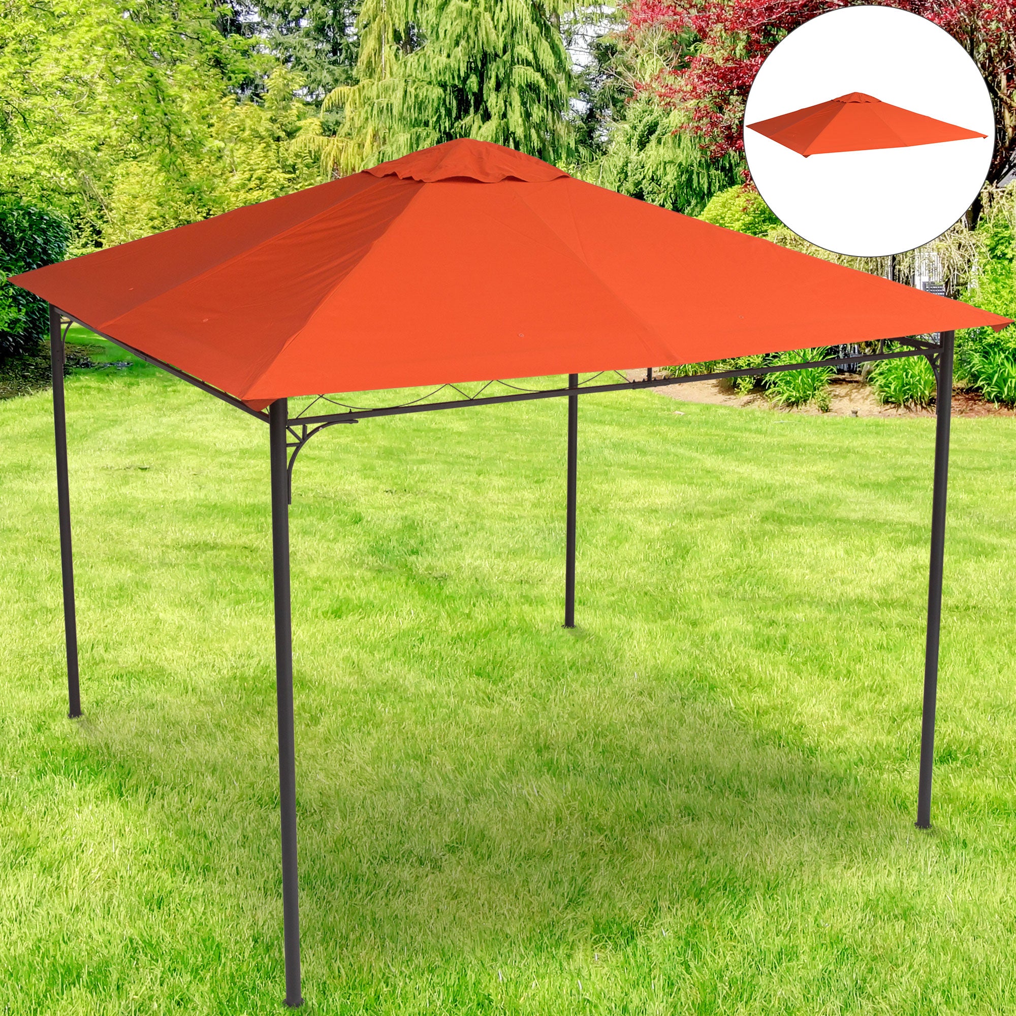 Outsunny 9.8' x 9.7' Square Gazebo Canopy Replacement UV Protected Top Cover Sun Shade Orange