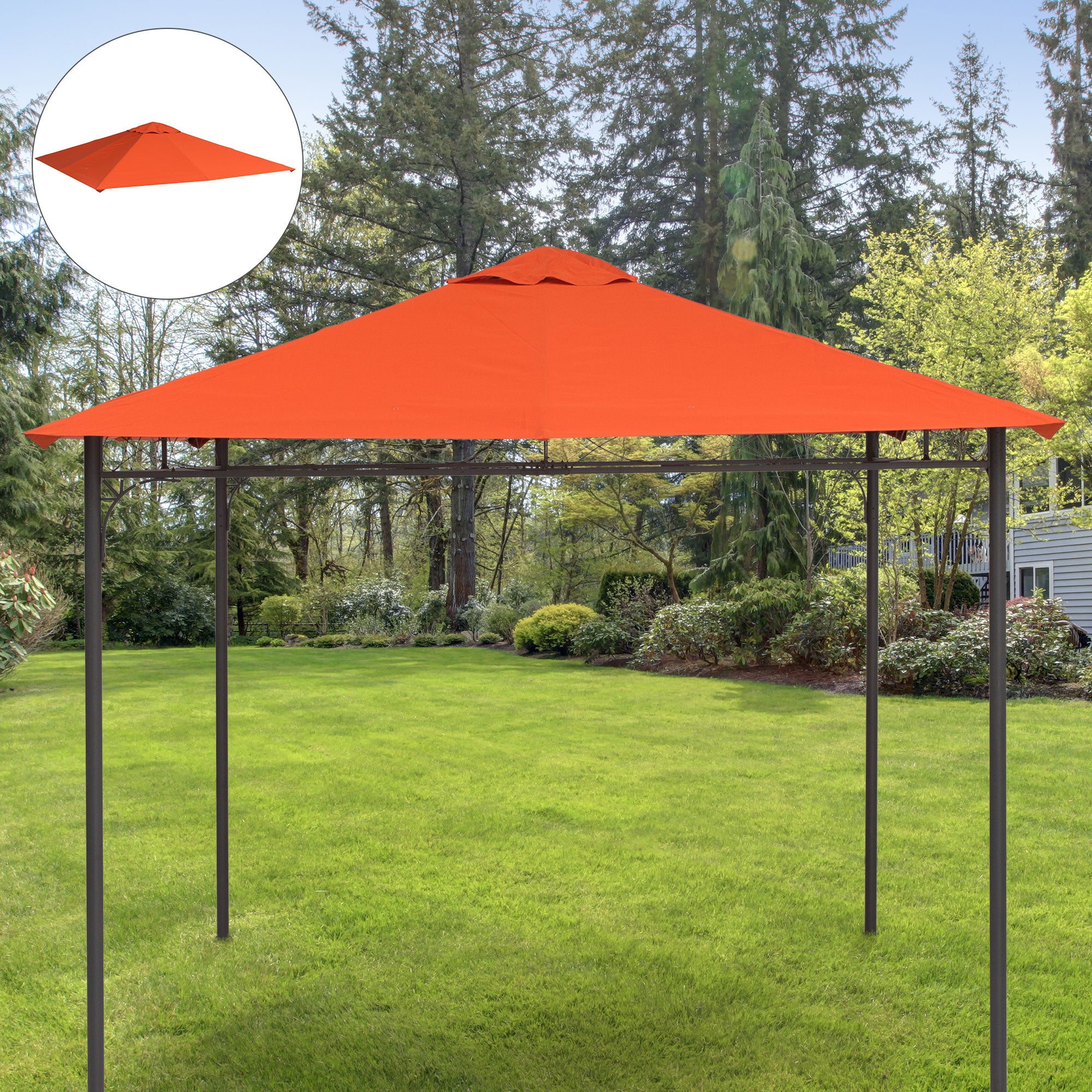 Outsunny 9.8' x 9.7' Square Gazebo Canopy Replacement UV Protected Top Cover Sun Shade Orange