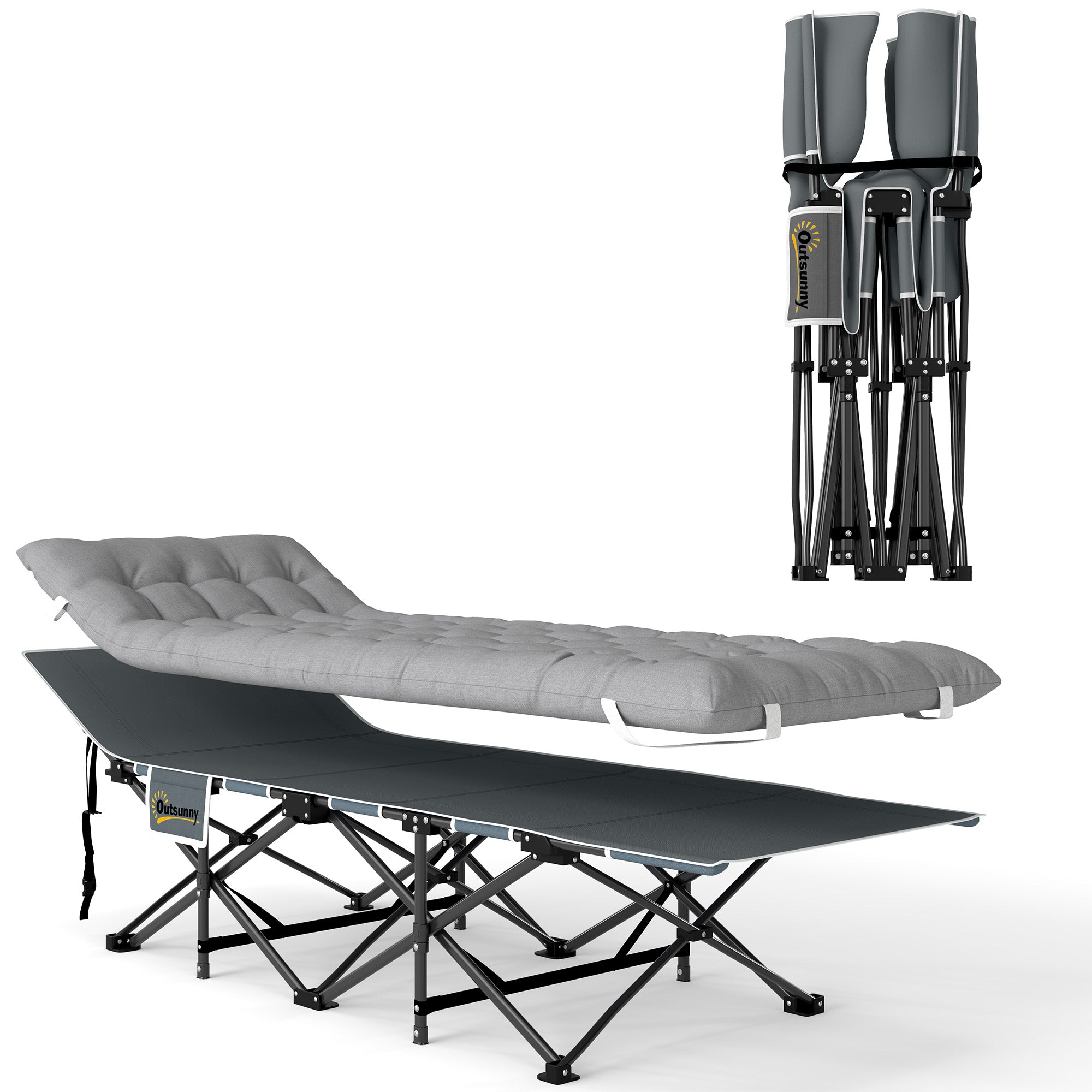 Outsunny Camping Cot for Adults with Mattress, 25.6