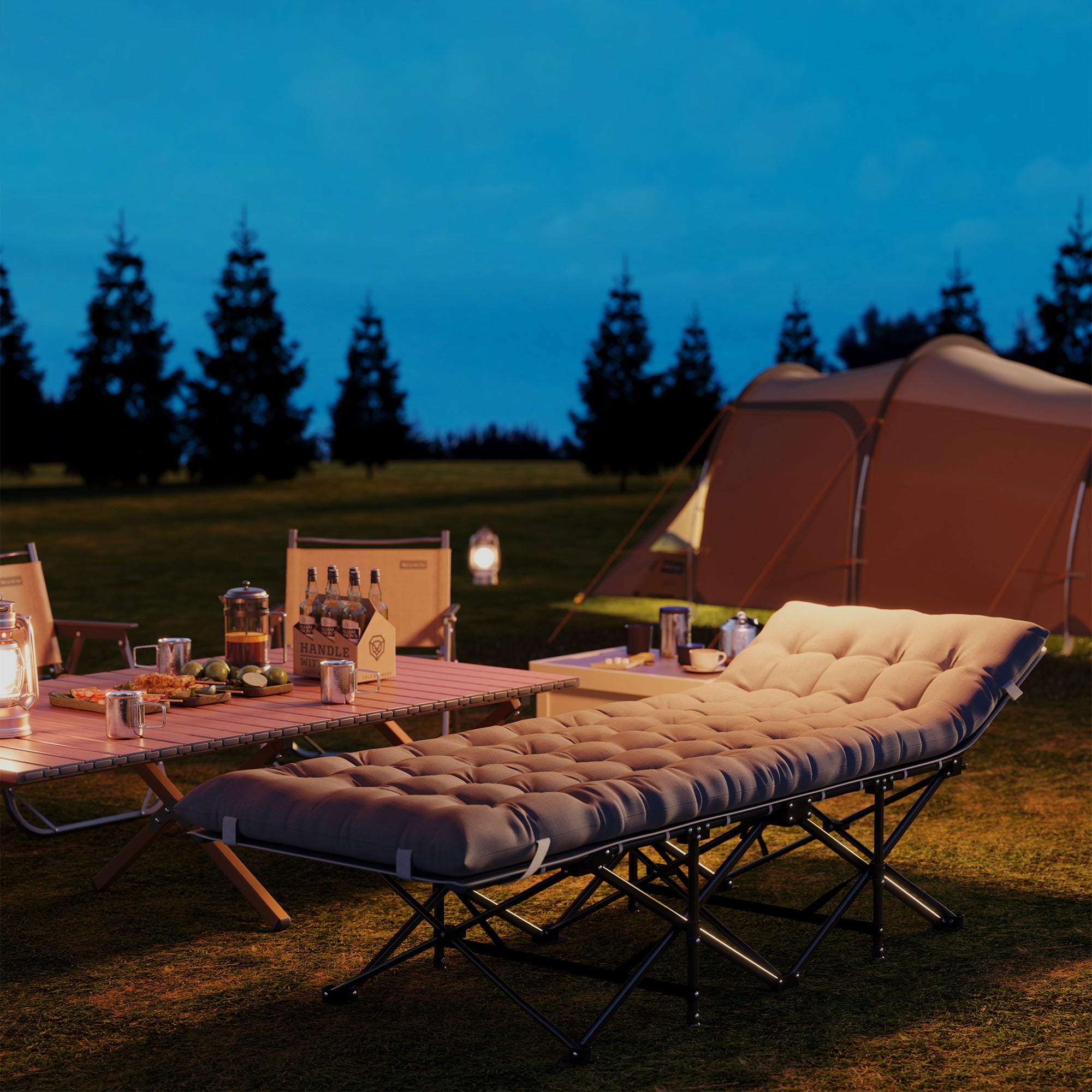 Outsunny Camping Cot for Adults with Mattress, 25.6