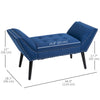 HOMCOM Button Tufted End of Bed Bench, Linen Fabric Upholstered Bedroom Bench, Entryway Bench with Arms and Nailhead Trim for Living Room, Hallway, Blue