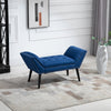 HOMCOM Button Tufted End of Bed Bench, Linen Fabric Upholstered Bedroom Bench, Entryway Bench with Arms and Nailhead Trim for Living Room, Hallway, Blue