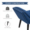 HOMCOM Button Tufted End of Bed Bench, Linen Fabric Upholstered Bedroom Bench, Entryway Bench with Arms and Nailhead Trim for Living Room, Hallway, Blue
