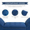 HOMCOM Button Tufted End of Bed Bench, Linen Fabric Upholstered Bedroom Bench, Entryway Bench with Arms and Nailhead Trim for Living Room, Hallway, Blue