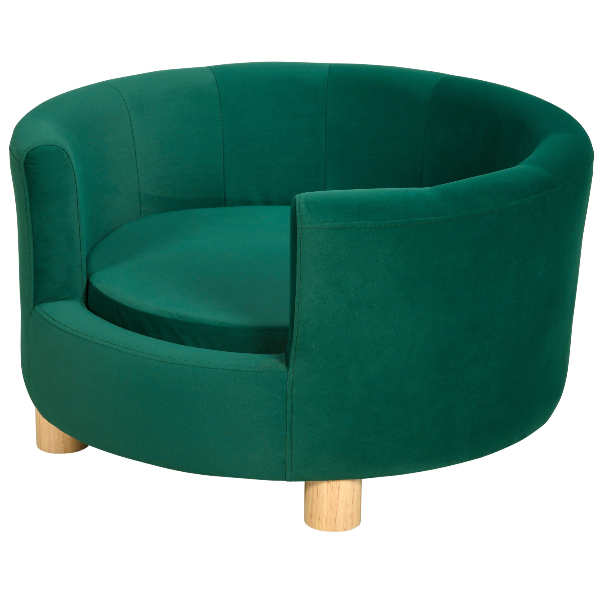 PawHut Modern Nest Shape Pet Sofa for Cat or Miniature Dog with Loop Wrapped Backrest and Soft Cushion, Green
