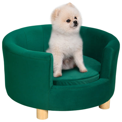 PawHut Modern Nest Shape Pet Sofa for Cat or Miniature Dog with Loop Wrapped Backrest and Soft Cushion, Green