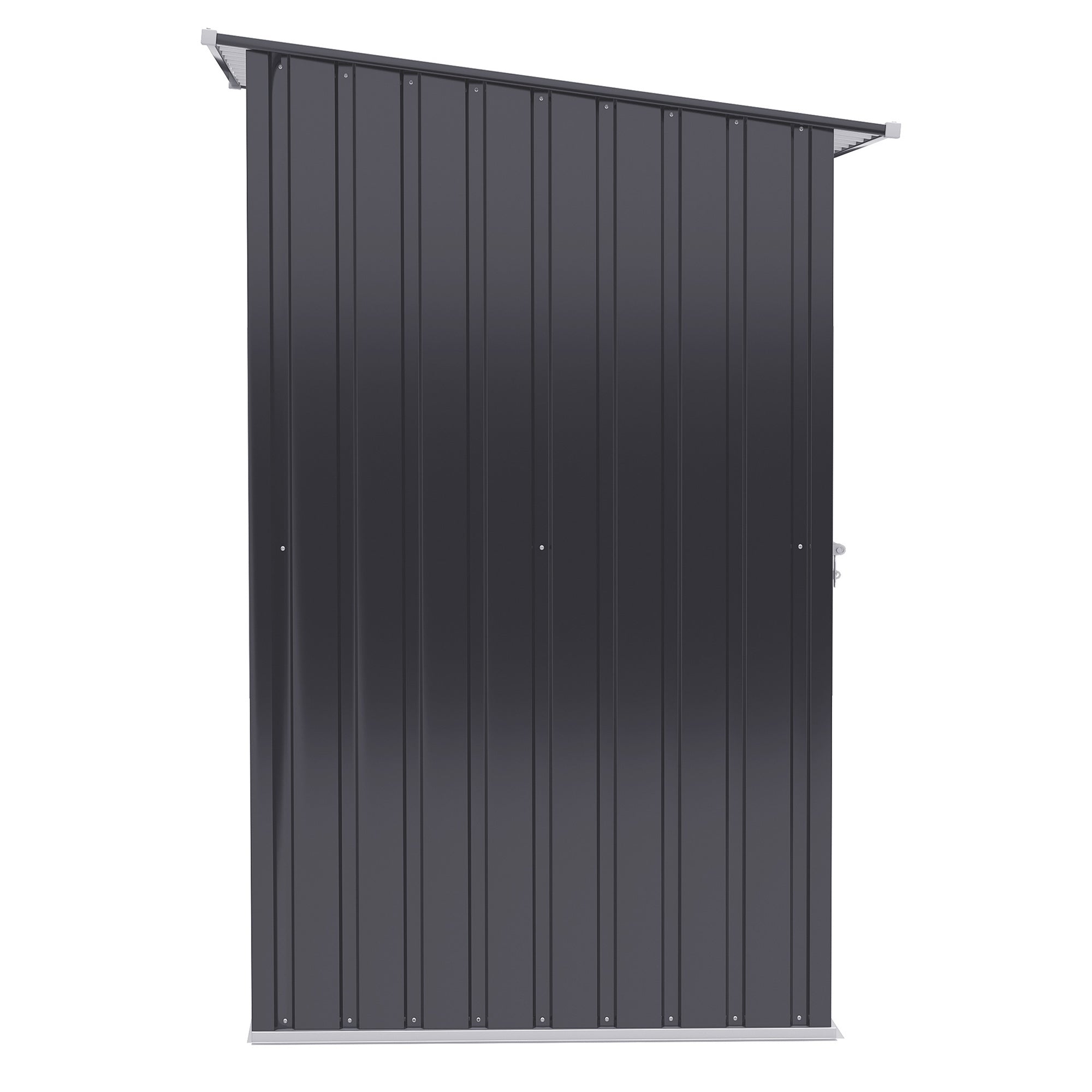 Outsunny 3' x 3' Lean-to Garden Storage Shed, Outdoor Galvanized Steel Tool House with Lockable Door for Patio, Backyard Lawn, Dark Grey