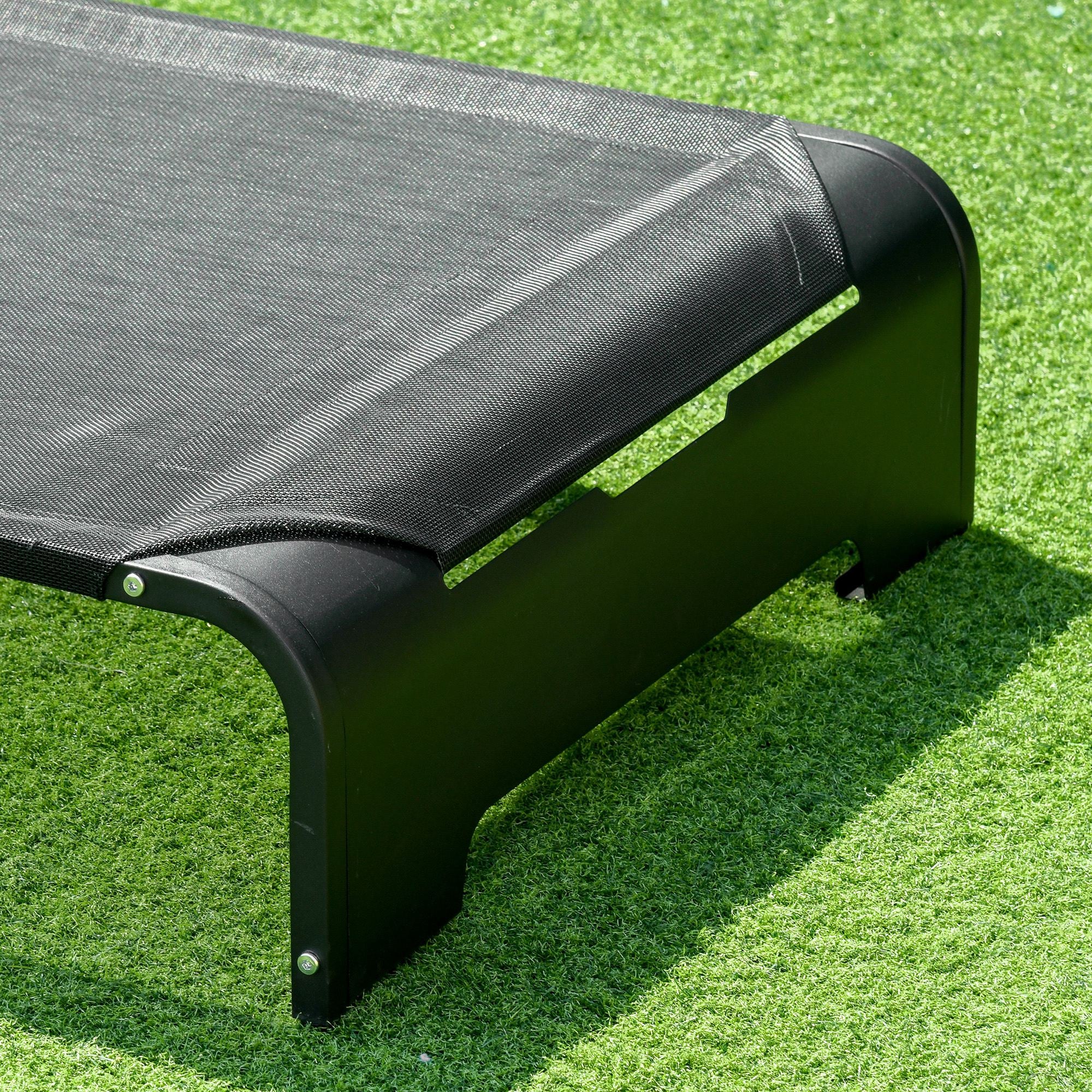 PawHut Elevated Dog Bed w/ Removable Pillow, Raised Pet Bed w/ Steel Frame & Breathable Mesh Fabric for Large Sized Dogs, Black