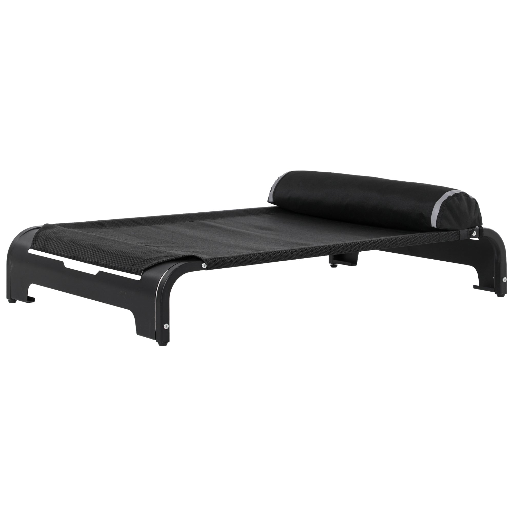 PawHut Elevated Dog Bed w/ Removable Pillow, Raised Pet Bed w/ Steel Frame & Breathable Mesh Fabric for Large Sized Dogs, Black
