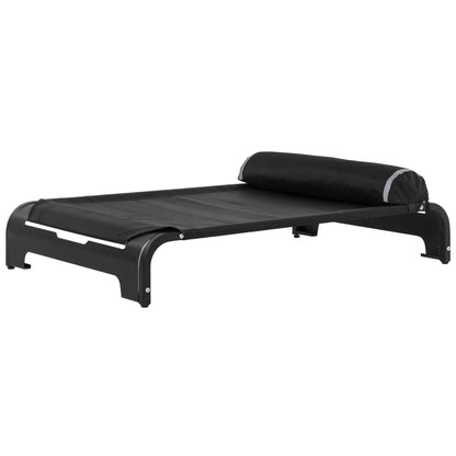PawHut Elevated Dog Bed w/ Removable Pillow, Raised Pet Bed w/ Steel Frame & Breathable Mesh Fabric for Large Sized Dogs, Black