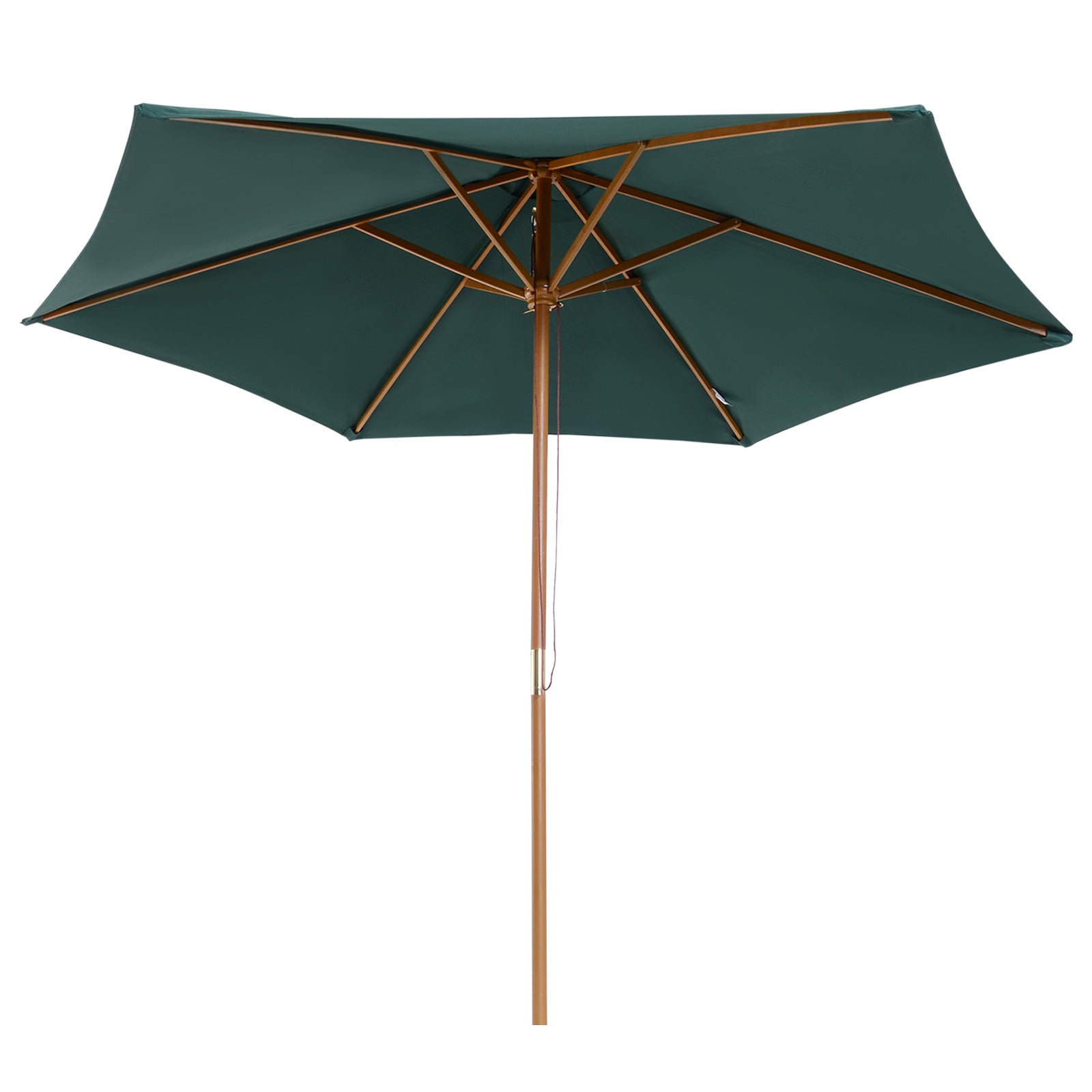Outsunny ⌀9' x 8' H Patio Umbrella, Market Umbrella with Hardwood Frame and Wind Vent, Outdoor Beach Parasol, Green