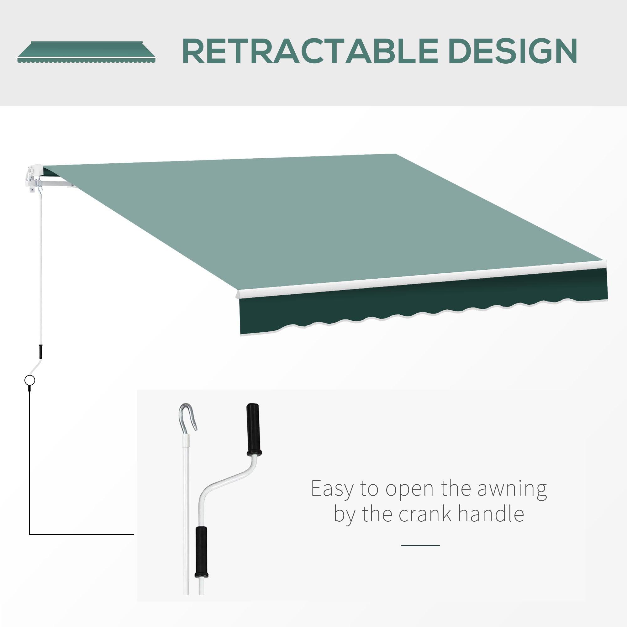 Outsunny 8' x 7' Retractable Awning, Patio Awnings, Sunshade Shelter with 280 g/m² UV & Water-Resistant Fabric and Aluminum Frame for Deck, Balcony, Yard, Dark Green