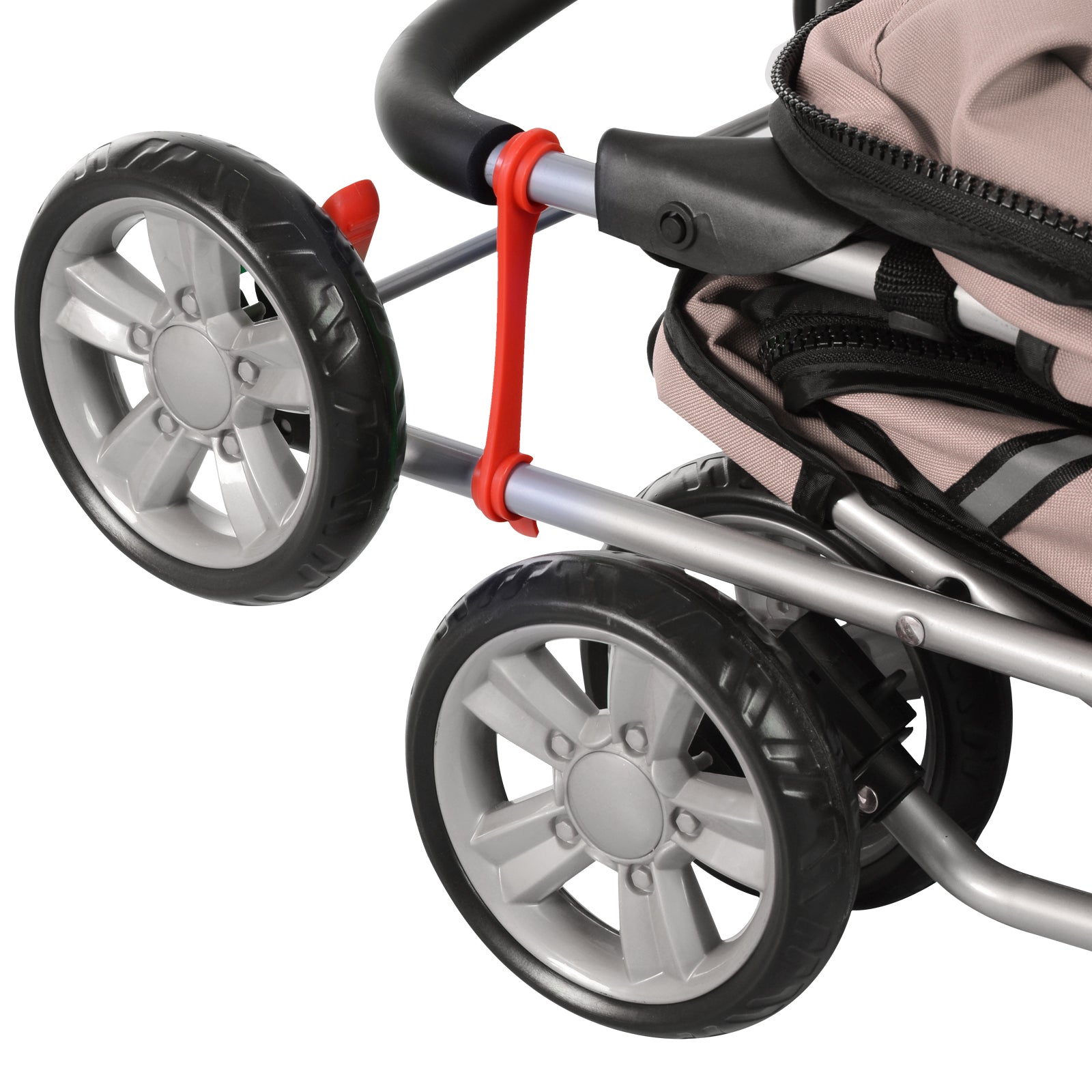 PawHut 4 Wheel Dog Pet Stroller Dog Cat Carrier Folding Sunshade Canopy with Brake, Brown