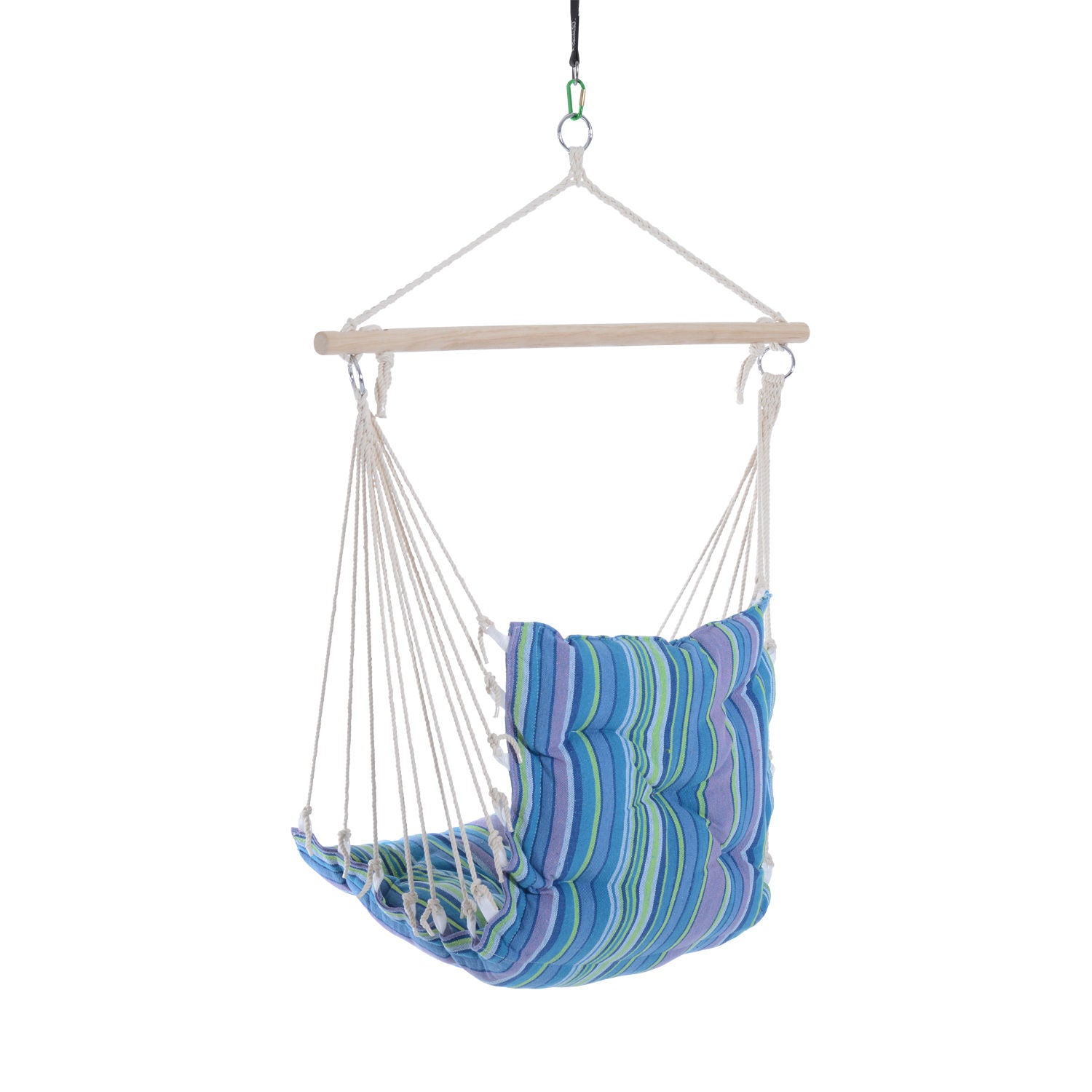 Outsunny Portable Hanging Woven Hammock Seat Rope Swing Chair Sleeping Bed for Outdoor Garden Yard Camping Blue