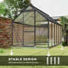 Outsunny 6' x 12' x 6.5' Polycarbonate Greenhouse, Walk-in Green House with Adjustable Roof Vent Galvanized Base Sliding Door Rain Gutter for Outdoor Garden Backyard, Charcoal Grey